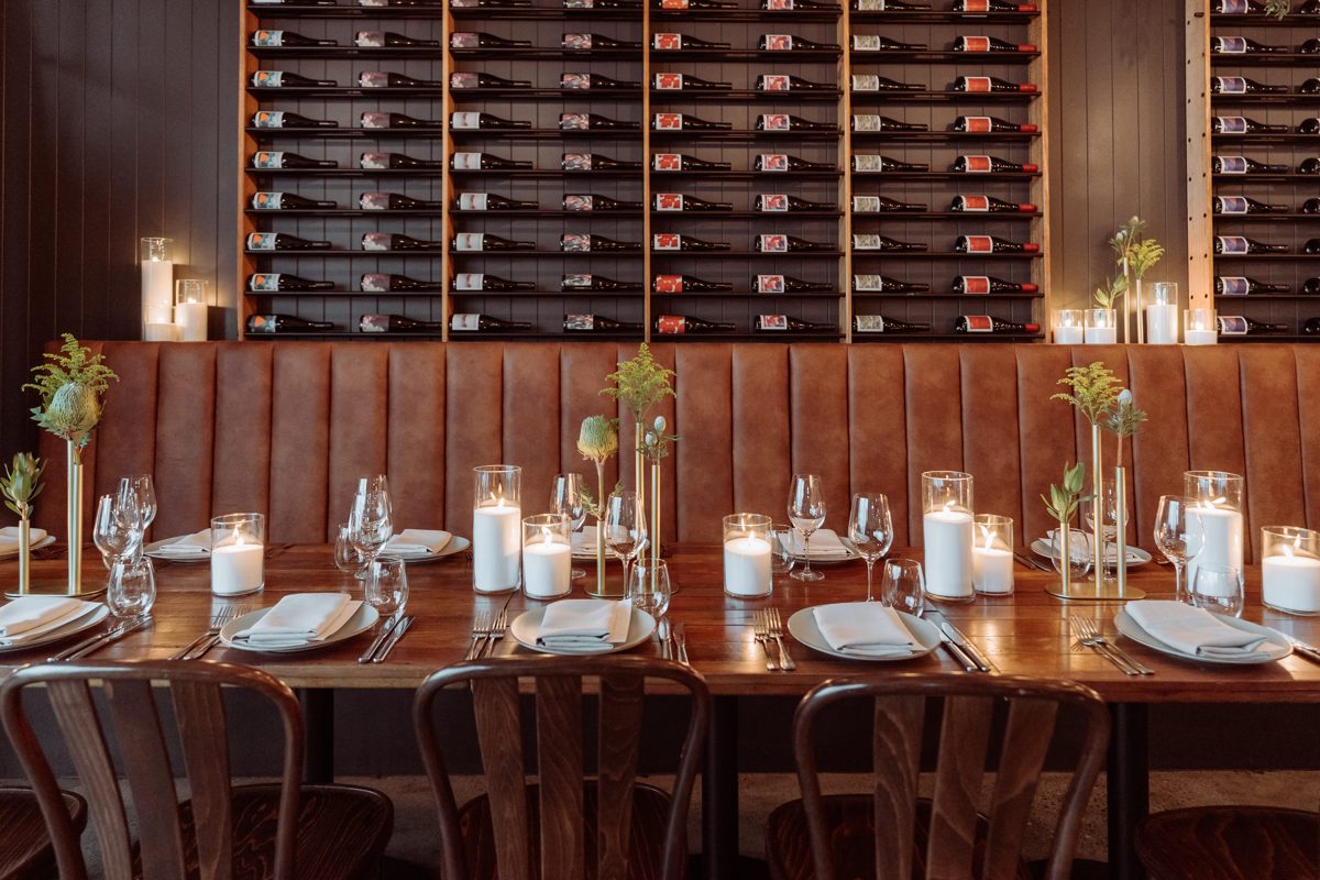 Candlelit winery long table